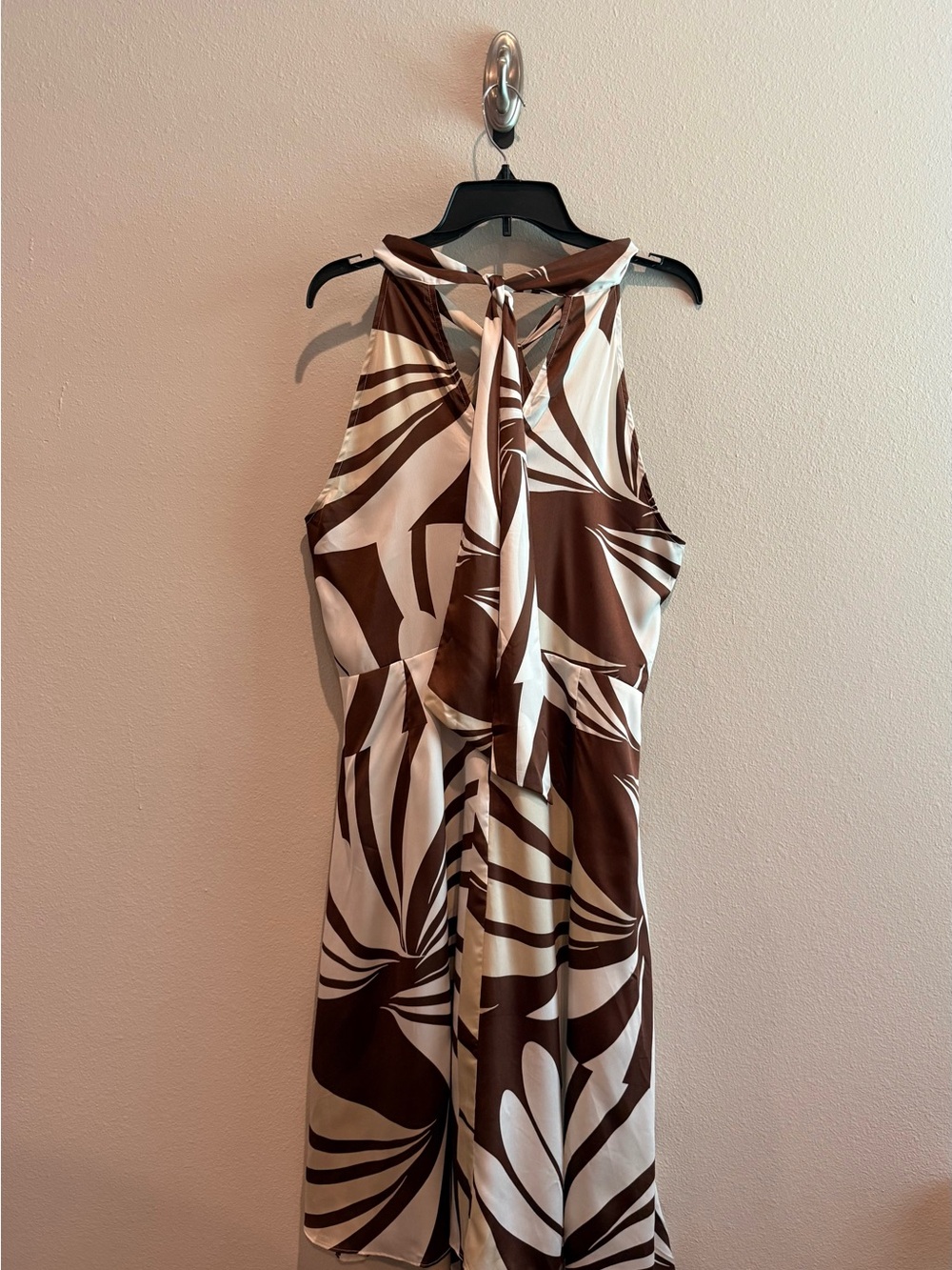 Worthington Brown and Cream Halter-Style Printed Dress - Picture 2 of 4